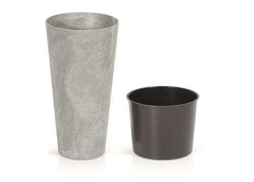 Doniczka Tubus Slim Beton Effect DTUS250E z wkładem