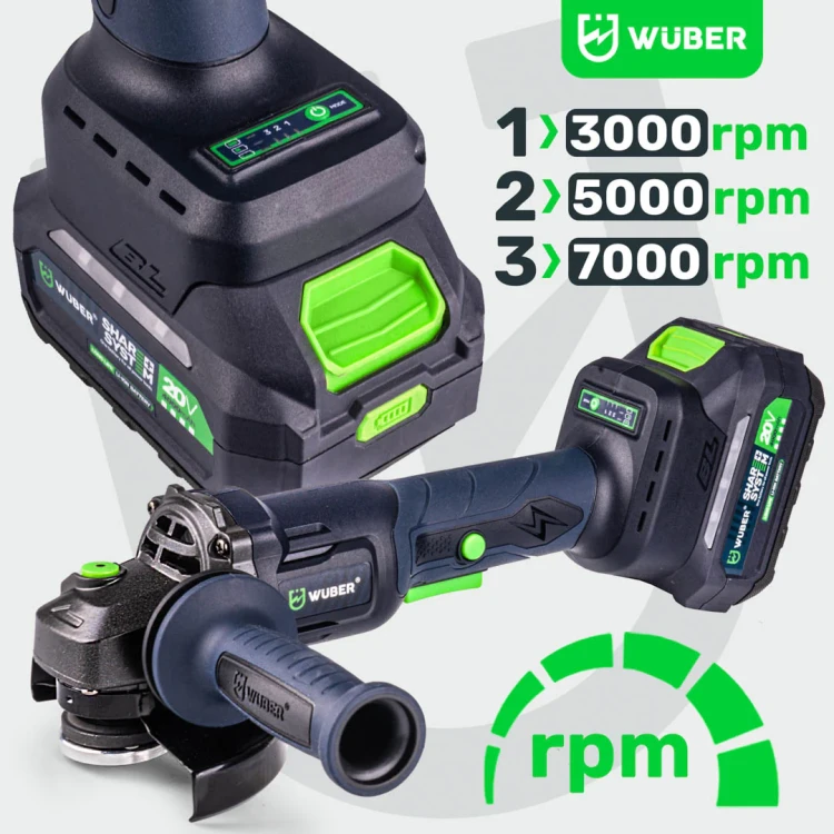 Szlifierka kątowa akumulatorowa WUBER 20 V 125 mm bezszczotkowa 2x4,0 Ah