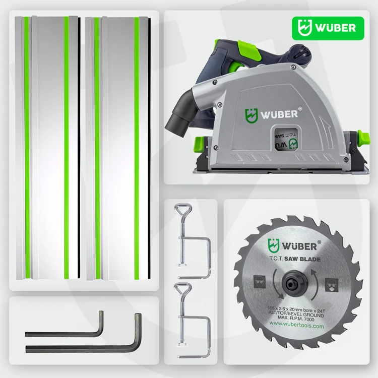 Pilarko-zagłębiarka do drewna WUBER 2400 W 165 mm + 2 szyny
