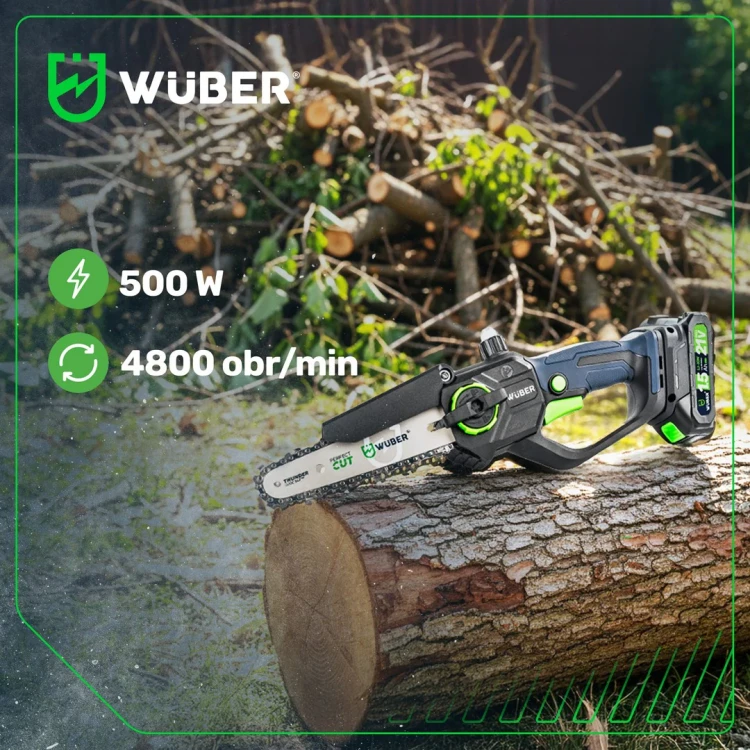 Mini pilarka łańcuchowa akumulatorowa WUBER 21 V 5 m/s 2x1,5 Ah