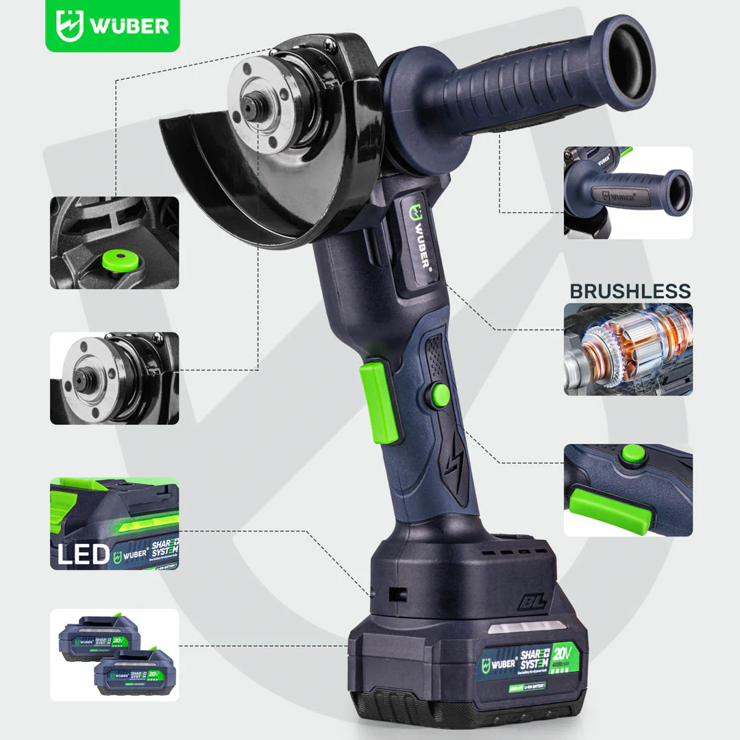 Cechy szlifierki kątowej akumulatorowej WUBER 20 V 125 mm